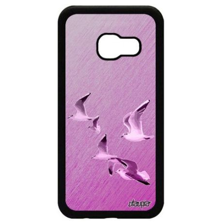 Качественный чехол для смартфона // Galaxy A3 2017 // "Чайки" Буревестник Ливингстон, Utaupia, голубой