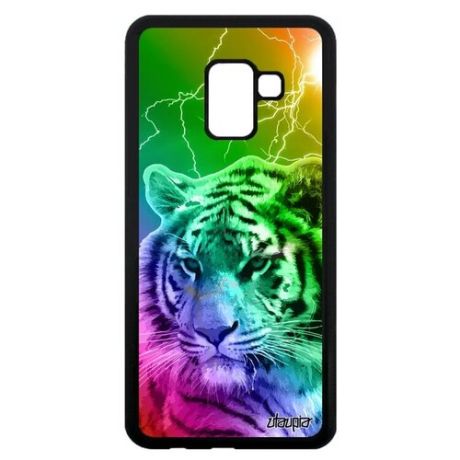 Противоударный чехол для мобильного // Galaxy A8 2018 // "Царь тигр" Свирепый Тасманский, Utaupia, светло-зеленый