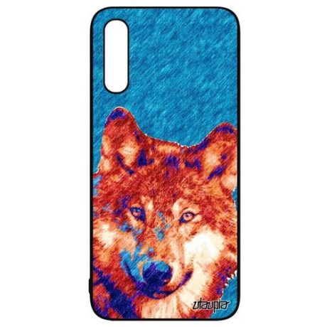 Противоударный чехол для телефона // Galaxy A50 // "Дикий волк" Зверь Хищник, Utaupia, фиолетовый