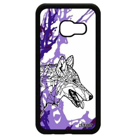 Противоударный чехол на мобильный // Samsung Galaxy A3 2017 // "Волк" Злой Хаски, Utaupia, розовый