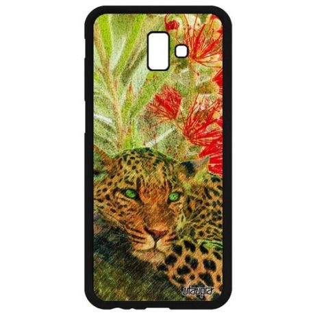 Противоударный чехол на смартфон // Galaxy J6 Plus 2018 // "Леопард" Ягуар Кошачьи, Utaupia, оранжевый
