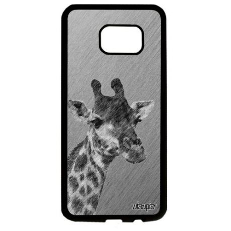 Яркий чехол на мобильный // Galaxy S7 Edge // "Жираф" Африка Giraffe, Utaupia, серый