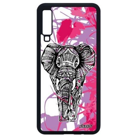 Противоударный чехол для // Samsung Galaxy A7 2018 // "Слон" Мудрый Древний, Utaupia, розовый