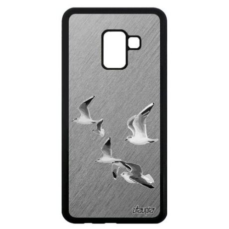 Простой чехол для телефона // Samsung Galaxy A8 2018 // "Чайки" Море Дизайн, Utaupia, оранжевый