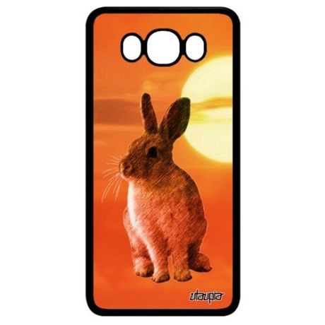 Красивый чехол на смартфон // Samsung Galaxy J7 2016 // "Кролик" Стиль Домашний, Utaupia, серый