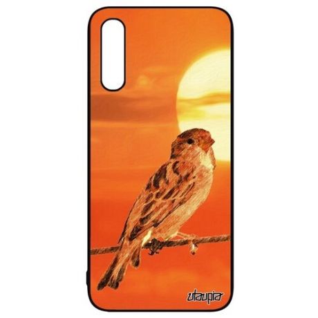 Противоударный чехол для мобильного // Samsung Galaxy A50 // "Воробей" Городской Птица, Utaupia, оранжевый