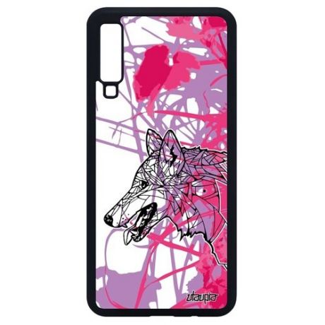 Красивый чехол на мобильный // Samsung Galaxy A7 2018 // "Волк" Охота Злой, Utaupia, розовый
