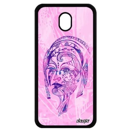 Качественный чехол для смартфона // Galaxy J7 2017 // "Портрет женщины" Woman Феерия, Utaupia, розовый