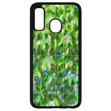Противоударный чехол для смартфона // Galaxy A40 // "Плиточный мотив" Геометрический Мрамор, Utaupia, зеленый