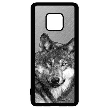 Противоударный чехол на телефон // Huawei Mate 20 Pro // "Дикий волк" Лютый Wolf, Utaupia, голубой