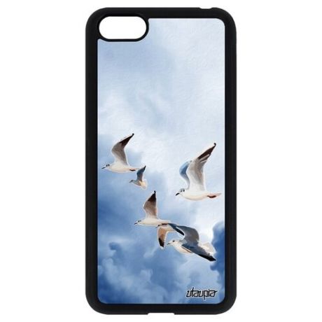 Защитный чехол для смартфона // Huawei Y5 2018 // "Чайки" Море Моевка, Utaupia, оранжевый