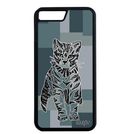 Красивый чехол для телефона // Apple iPhone 7 Plus // "Кот" Cat Котенок, Utaupia, серый