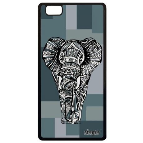 Противоударный чехол для смартфона // Huawei P8 Lite 2015 // "Слон" Саванна Азиатский, Utaupia, серый