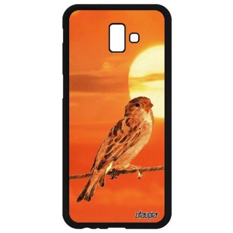Защитный чехол для мобильного // Galaxy J6 Plus 2018 // "Воробей" Птенец Птица, Utaupia, розовый