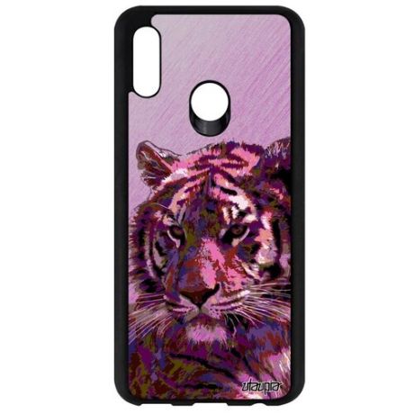 Противоударный чехол для // Huawei P Smart 2019 // "Царь тигр" Бенгальский Дикий, Utaupia, розовый