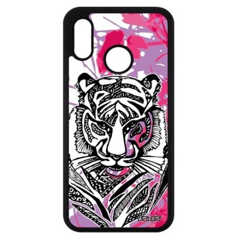 Красивый чехол для мобильного // Huawei P20 Lite // "Тигр" Зверь Джунгли, Utaupia, розовый