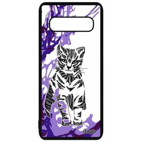 Стильный чехол для мобильного // Galaxy S10 // "Кот" Cat Дизайн, Utaupia, серый