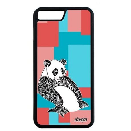 Красивый чехол для телефона // Apple iPhone 7 Plus // "Панда" Медведь Panda, Utaupia, серый