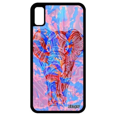 Яркий чехол для смартфона // Apple iPhone XR // "Слон" Африканский Древний, Utaupia, розовый