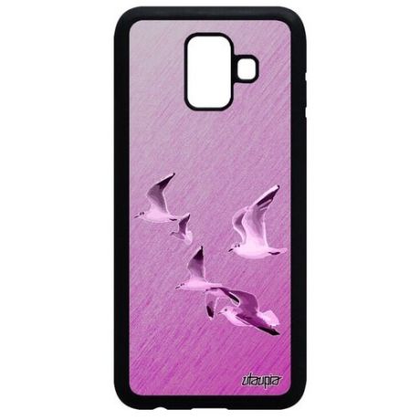 Простой чехол для смартфона // Samsung Galaxy A6 2018 // "Чайки" Моевка Стиль, Utaupia, розовый