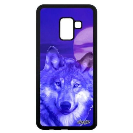 Ударопрочный чехол на телефон // Galaxy A8 2018 // "Дикий волк" Зверь Хаски, Utaupia, серый