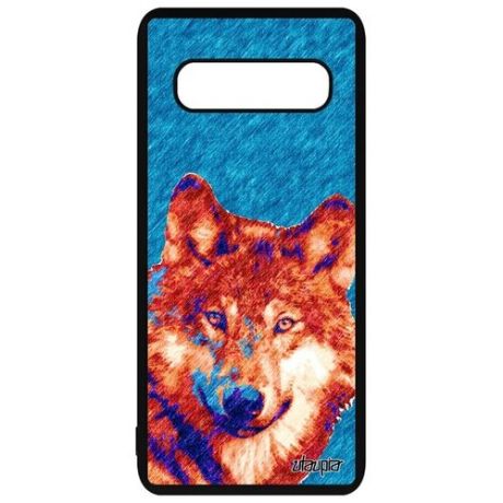 Защитный чехол для смартфона // Samsung Galaxy S10 // "Дикий волк" Wolf Дизайн, Utaupia, фиолетовый
