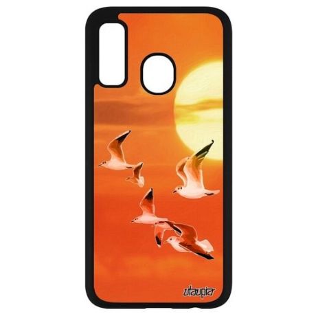 Защитный чехол для смартфона // Galaxy A40 // "Чайки" Птицы Альбатрос, Utaupia, серый