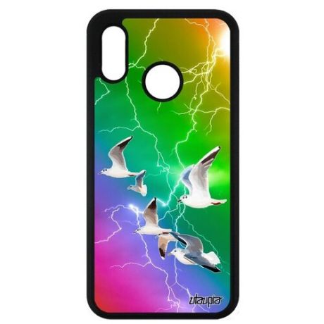 Противоударный чехол для мобильного // Huawei P20 Lite // "Чайки" Моевка Море, Utaupia, голубой