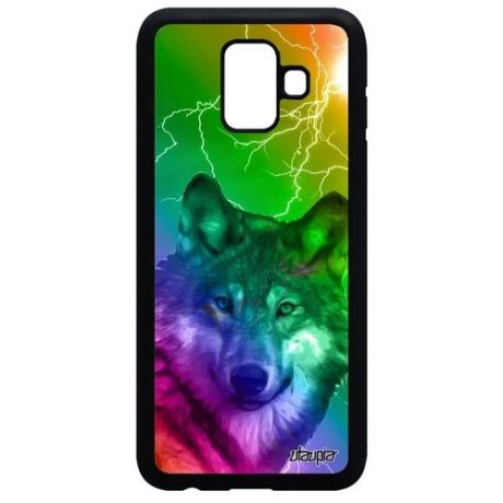 Защитный чехол для телефона // Galaxy A6 2018 // "Дикий волк" Зверь Дизайн, Utaupia, фиолетовый