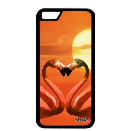 Противоударный чехол для смартфона // iPhone 6S // "Фламинго" Любовь Дизайн, Utaupia, оранжевый