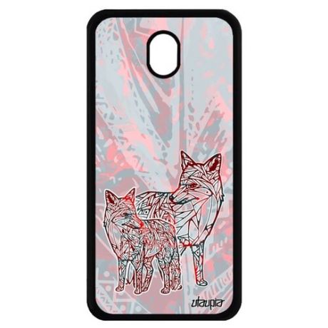 Модный чехол на смартфон // Samsung Galaxy J7 2017 // "Лиса" Охота Fox, Utaupia, розовый