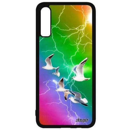 Красивый чехол для смартфона // Galaxy A70 // "Чайки" Море Ливингстон, Utaupia, цветной