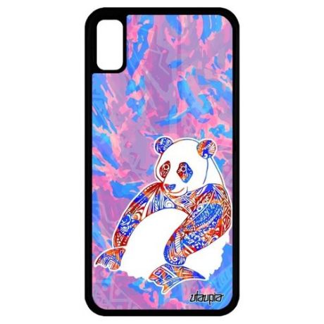 Чехол на телефон // iPhone XR // "Панда" Медведь Бамбук, Utaupia, розовый