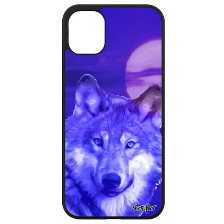 Противоударный чехол на мобильный // iPhone 11 // "Дикий волк" Дизайн Одинокий, Utaupia, фиолетовый