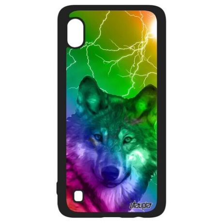 Ударопрочный чехол для телефона // Samsung Galaxy A10 // "Дикий волк" Дизайн Одинокий, Utaupia, фиолетовый