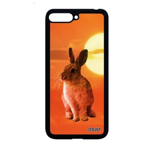 Чехол для смартфона // Huawei Y6 2018 // "Кролик" Шиншилла Дизайн, Utaupia, серый