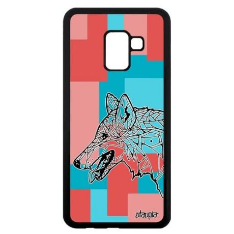 Дизайнерский чехол на смартфон // Galaxy A8 2018 // "Волк" Хаски Зверь, Utaupia, цветной