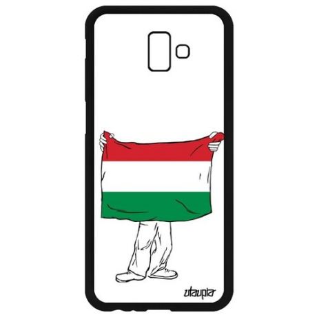 Противоударный чехол на смартфон // Galaxy J6 Plus 2018 // "Флаг Японии с руками" Туризм Дизайн, Utaupia, белый
