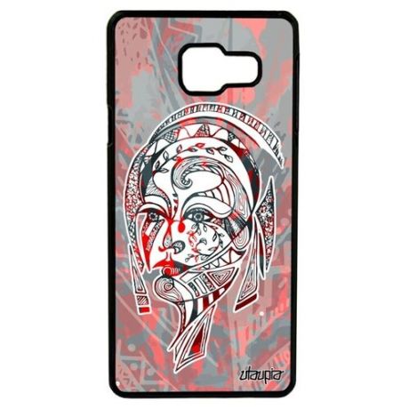 Защитный чехол на смартфон // Galaxy A3 2016 // "Портрет женщины" Woman Лицо, Utaupia, серый