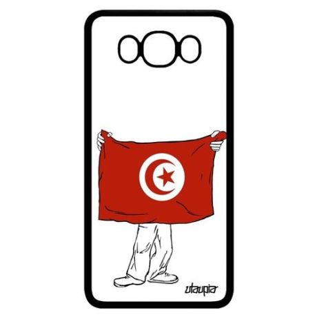 Защитный чехол на телефон // Samsung Galaxy J7 2016 // "Флаг Алжира с руками" Страна Дизайн, Utaupia, белый