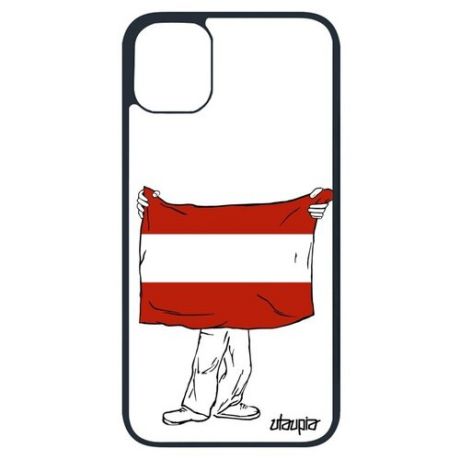 Красивый чехол для смартфона // iPhone 11 Pro // "Флаг Гвинеи Экваториальной с руками" Дизайн Патриот, Utaupia, белый