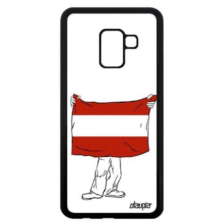 Противоударный чехол для телефона // Galaxy A8 2018 // "Флаг Мали с руками" Государственный Патриот, Utaupia, белый