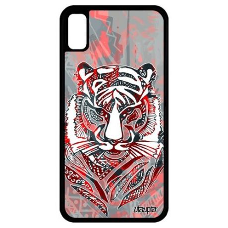 Противоударный чехол на мобильный // iPhone XR // "Тигр" Джунгли Охота, Utaupia, фиолетовый