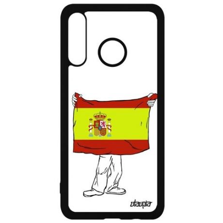 Красивый чехол на мобильный // Huawei P30 Lite // "Флаг Португалии с руками" Государственный Дизайн, Utaupia, белый