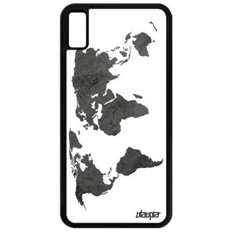 Простой чехол для мобильного // Apple iPhone XS Max // "Карта мира" География Атлас, Utaupia, белый
