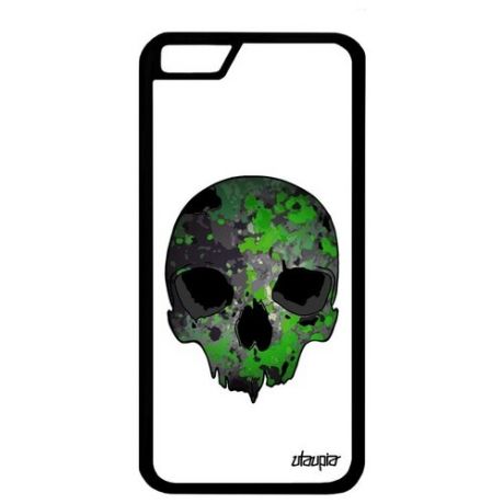 Яркий чехол на мобильный // iPhone 6S // "Череп" Skull Death, Utaupia, белый