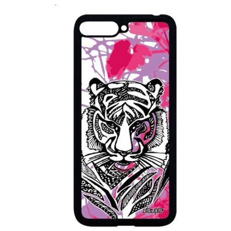 Ударопрочный чехол на // Huawei Y6 2018 // "Тигр" Стиль Тайга, Utaupia, розовый