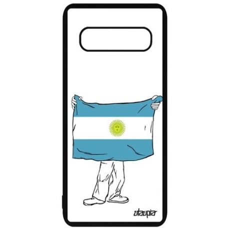 Ударопрочный чехол для телефона // Samsung Galaxy S10 Plus // "Флаг английский с руками" Государственный Патриот, Utaupia, белый