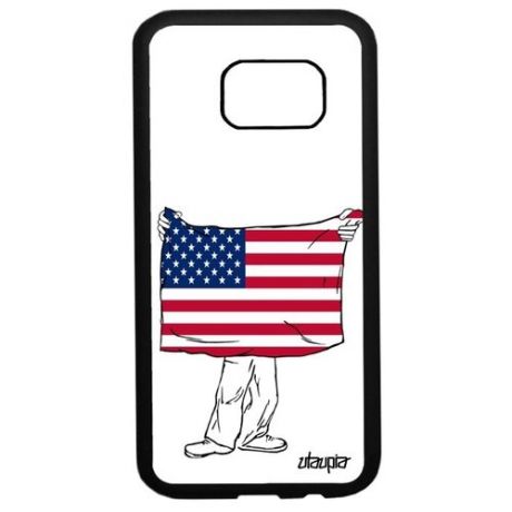 Защитный чехол для смартфона // Samsung Galaxy S7 // "Флаг Конго Браззавиль с руками" Путешествие Дизайн, Utaupia, белый