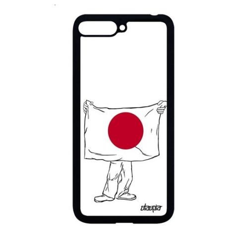 Красивый чехол на телефон // Huawei Y6 2018 // "Флаг Франции с руками" Дизайн Патриот, Utaupia, белый